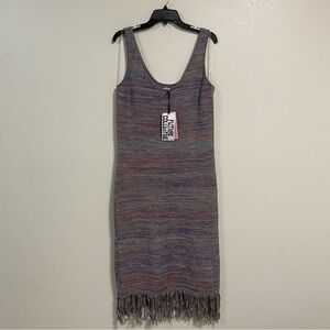 Future Collective X Alani Noelle Muti Color Fringe Knit Dress Size XL NWT